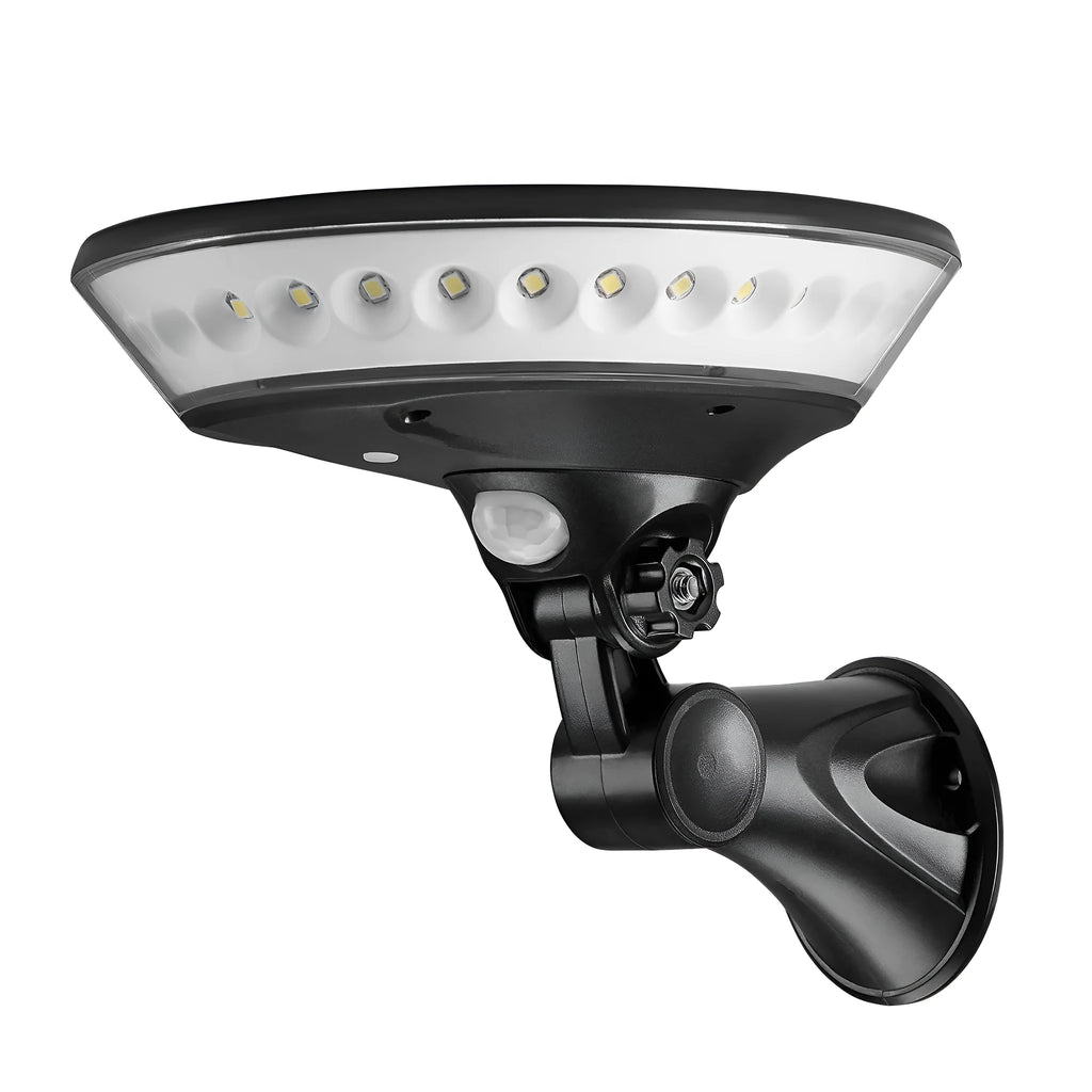 360 degree solar motion light with circular illumination design for garden security