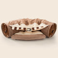 Collapsible cloth cat tunnel shown in one of four colours: Bar, Coffee, Matcha, or Pink