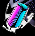 Magic Clip R1 automatic wireless charging car phone holder in gold mounted on dashboard