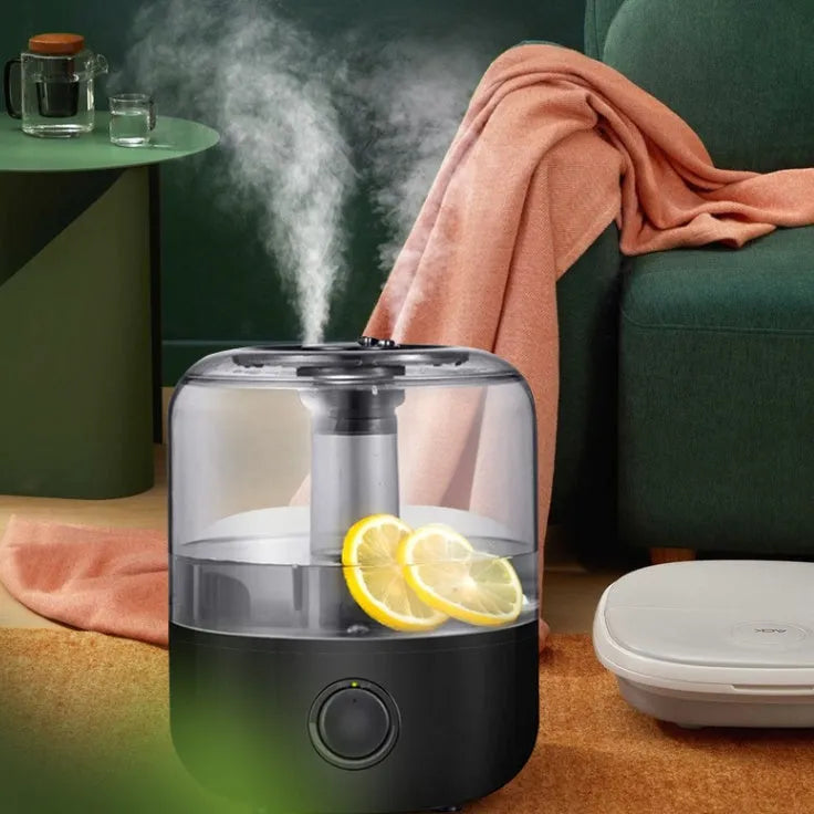 White or black mechanical humidifier with 3L tank and filter for quiet bedroom use