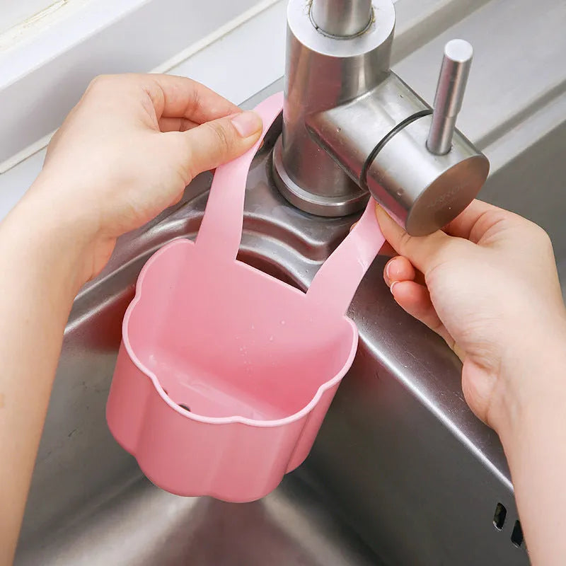Nordic style plastic kitchen sink drain basket in blue, grey or pink colours