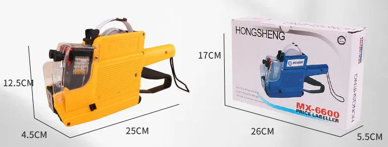 Manual handheld supermarket price coding machine for bottles in blue, red, or yellow colour