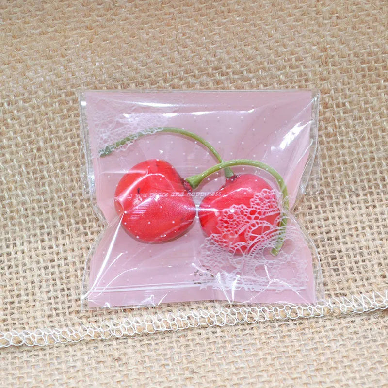Pink self-adhesive plastic packaging bag for handmade soap with UV printed labelling