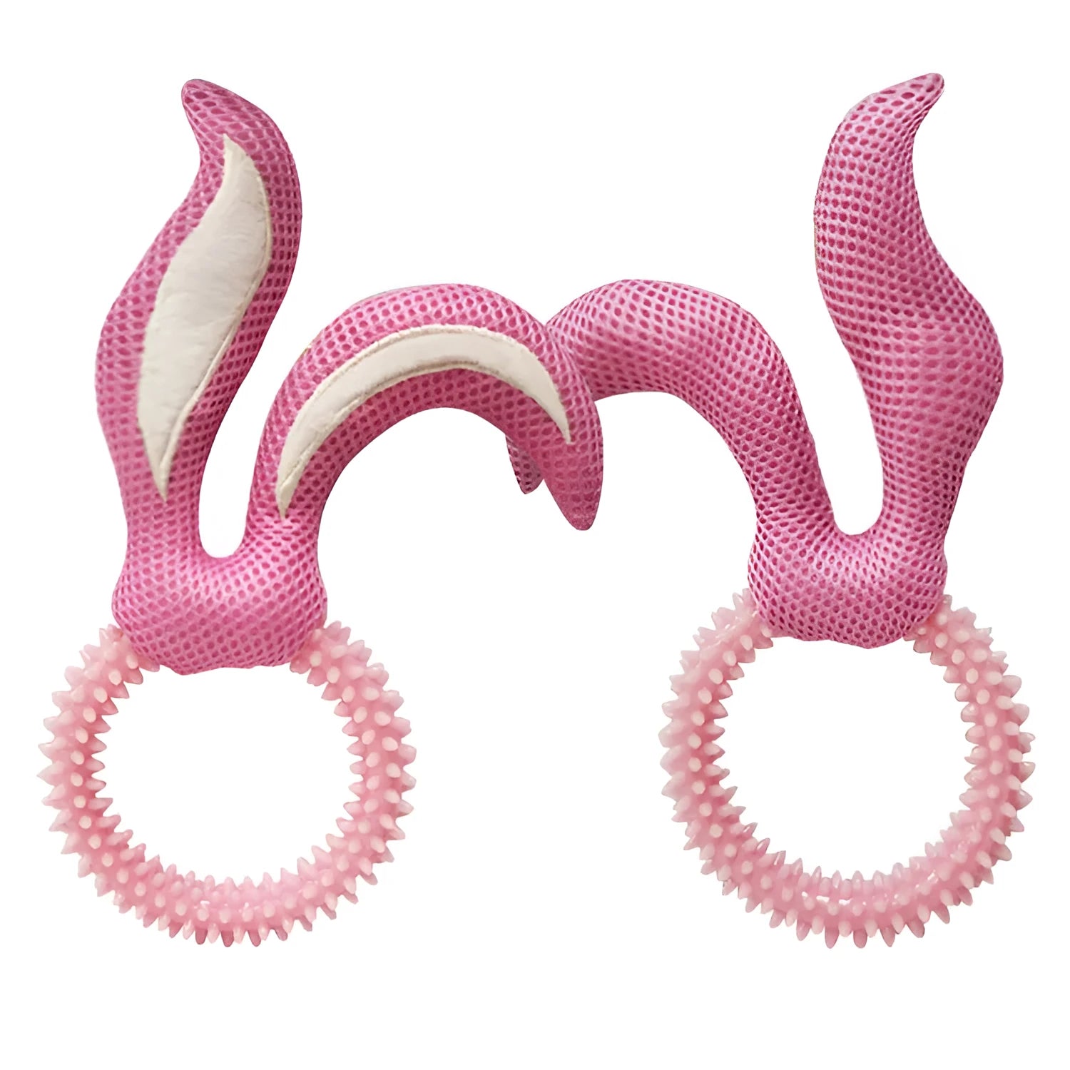 Bunny ears TPR squeaky dog bite toy in pink for small to medium dogs weighing 55g