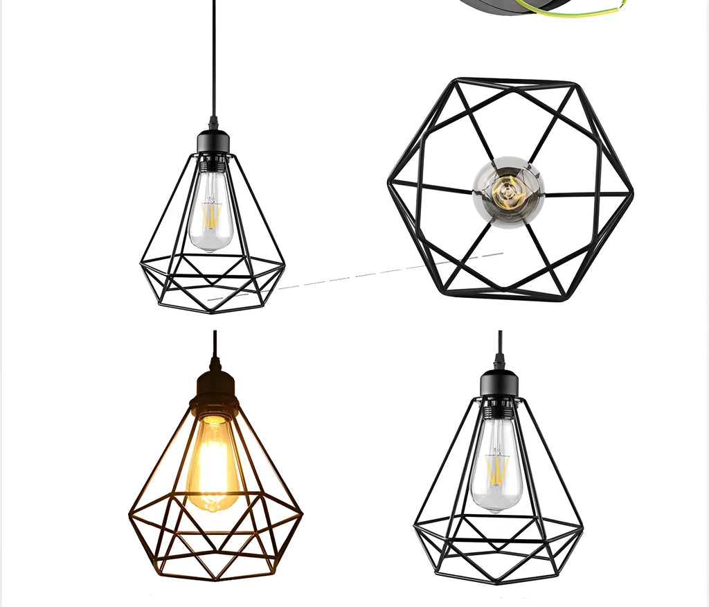 Black iron Nordic retro chandelier with hanging design for living room lighting