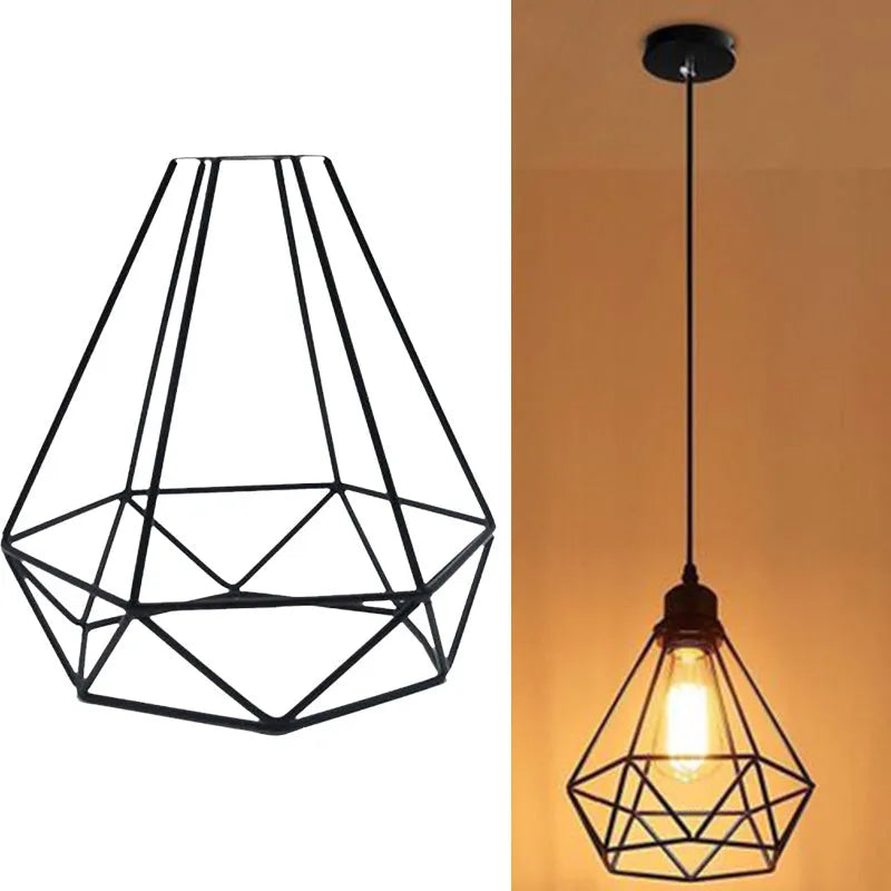 Black iron Nordic retro chandelier with hanging design for living room lighting