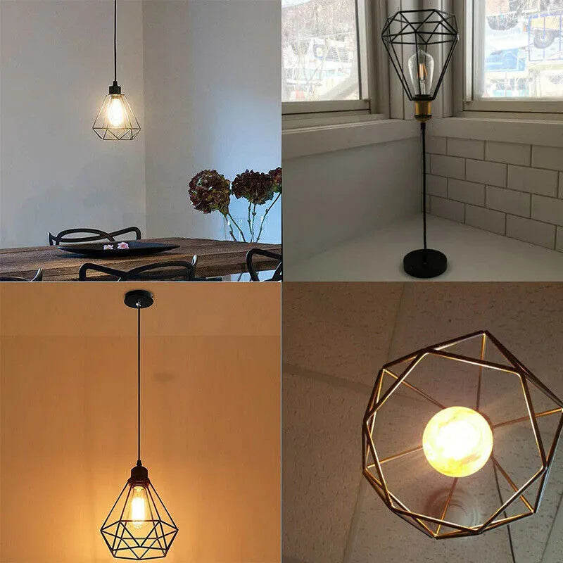 Black iron Nordic retro chandelier with hanging design for living room lighting