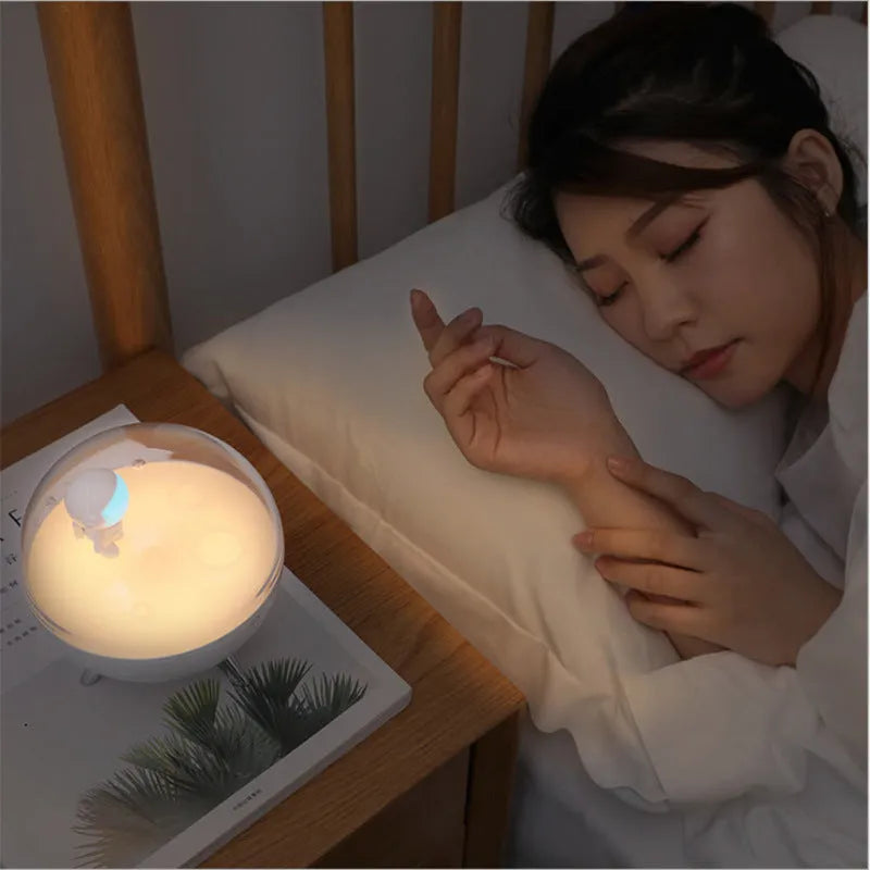 Cartoon guardian USB night light with LED illumination in white or blue colour options