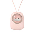 White hanging neck USB fan with 1200mAh battery and three speed settings