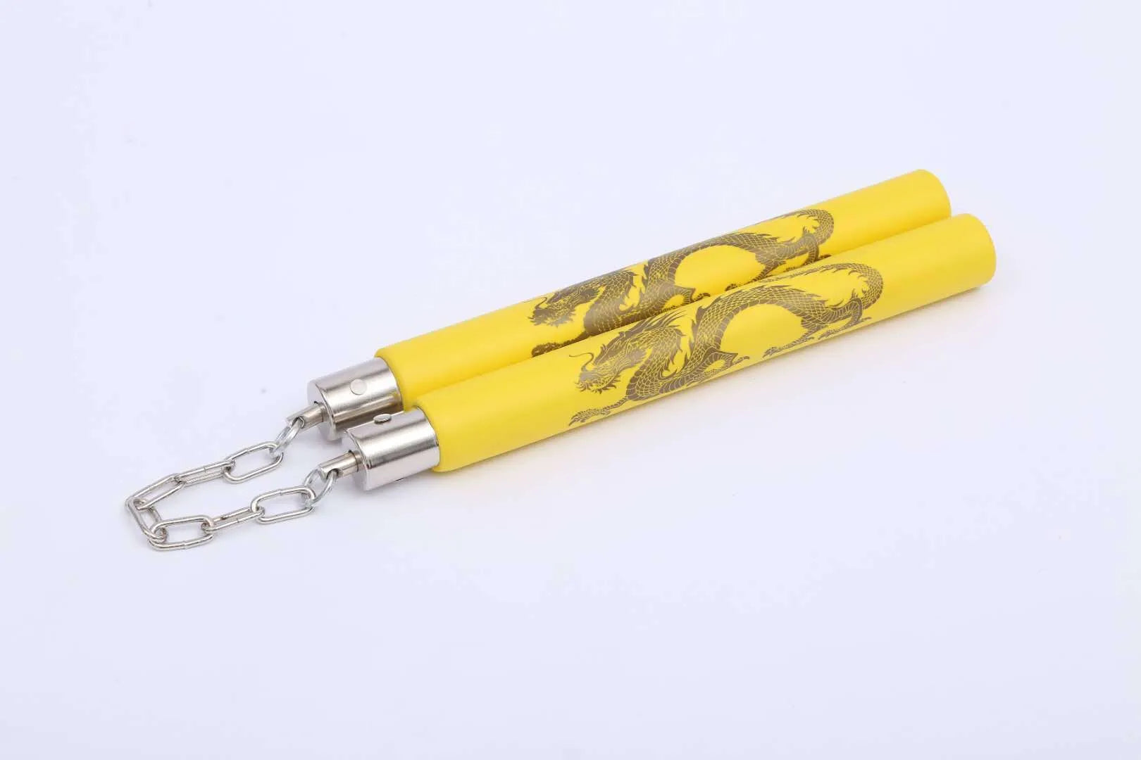 Red blue yellow and black sponge nunchakus with 28cm sticks and 16cm iron chain for Taekwondo