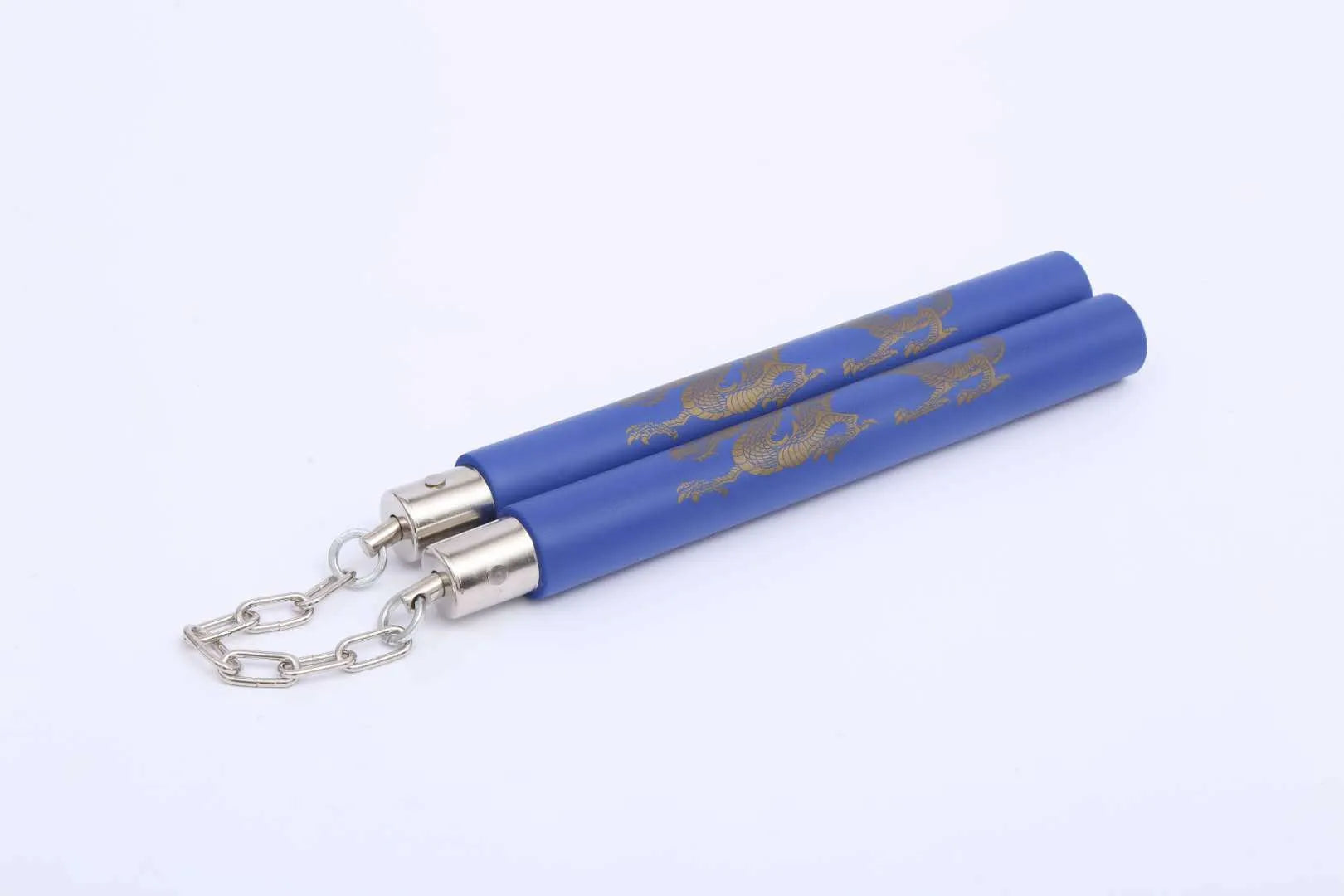 Red blue yellow and black sponge nunchakus with 28cm sticks and 16cm iron chain for Taekwondo