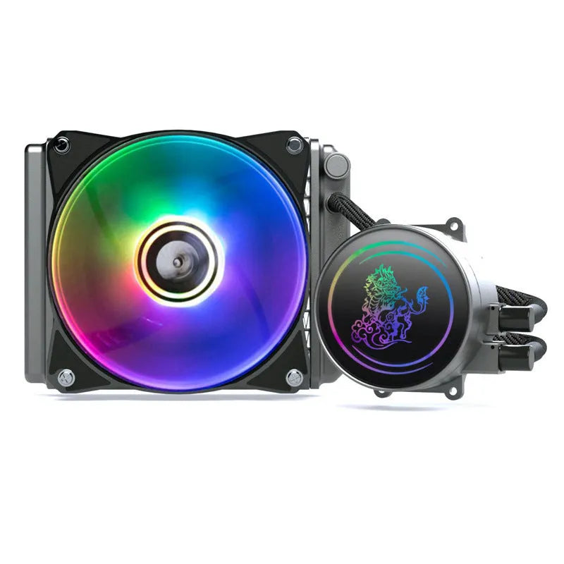 Kirin 240 CPU water cooling radiator with ARGB fan showing aluminium-copper construction