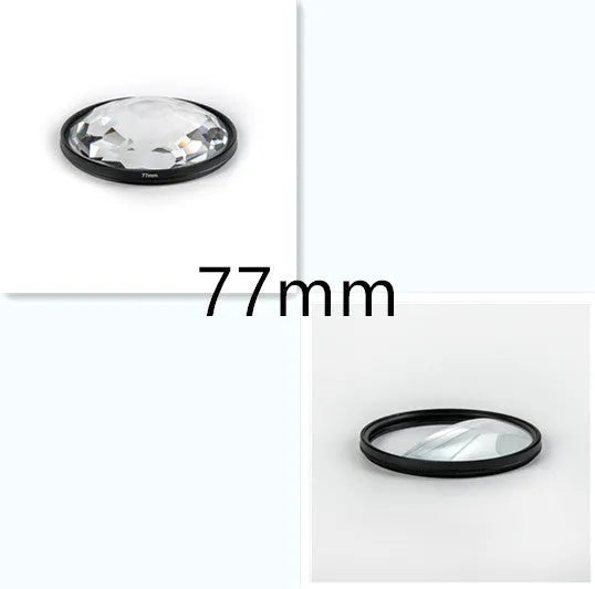 77mm split focus half moon mirror filter for SLR cameras with semi-blur effect