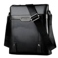 Medium black PU leather men's shoulder bag with square design and zipper closure