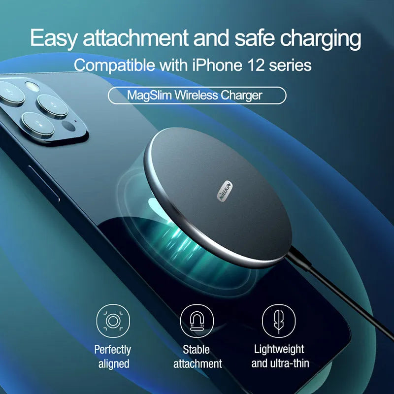 Black MagSlim magnetic wireless phone charger with aluminium alloy construction