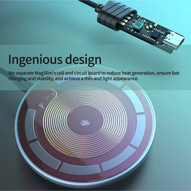Black MagSlim magnetic wireless phone charger with aluminium alloy construction