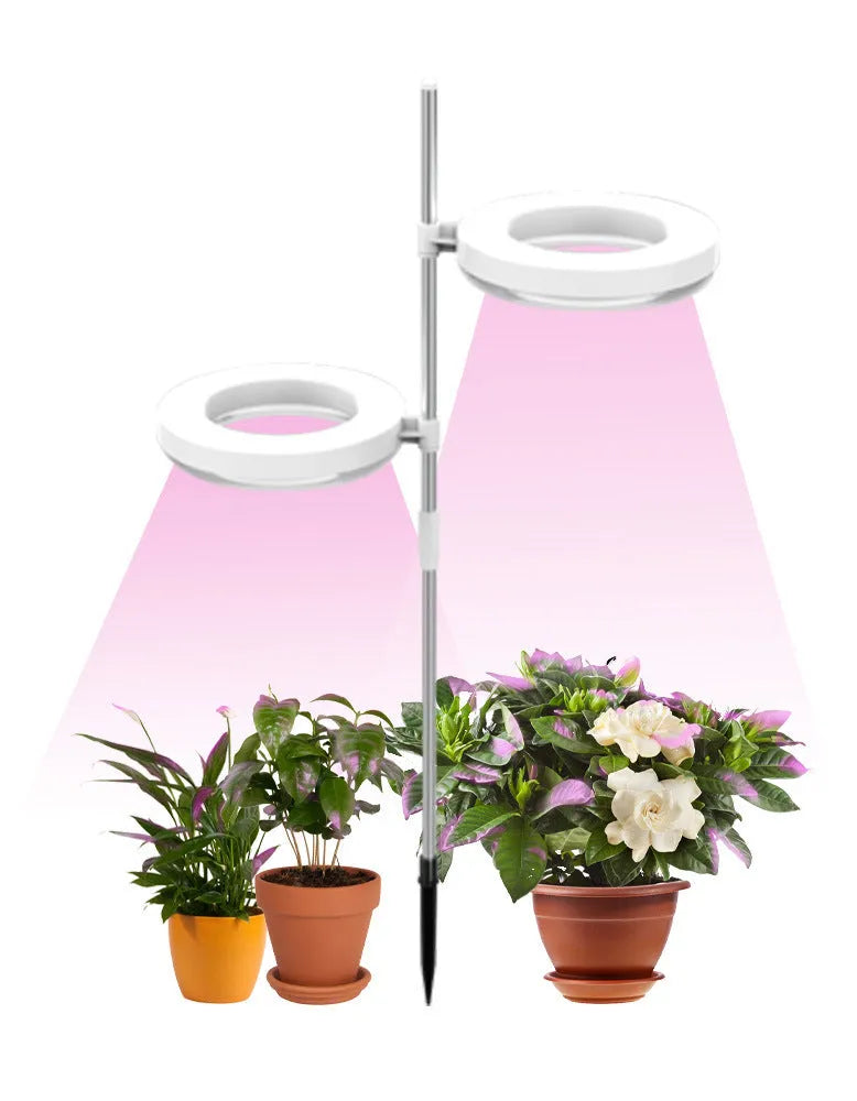 Compact full spectrum LED plant growth lamp with double head design and PC shell for indoor desk gardening