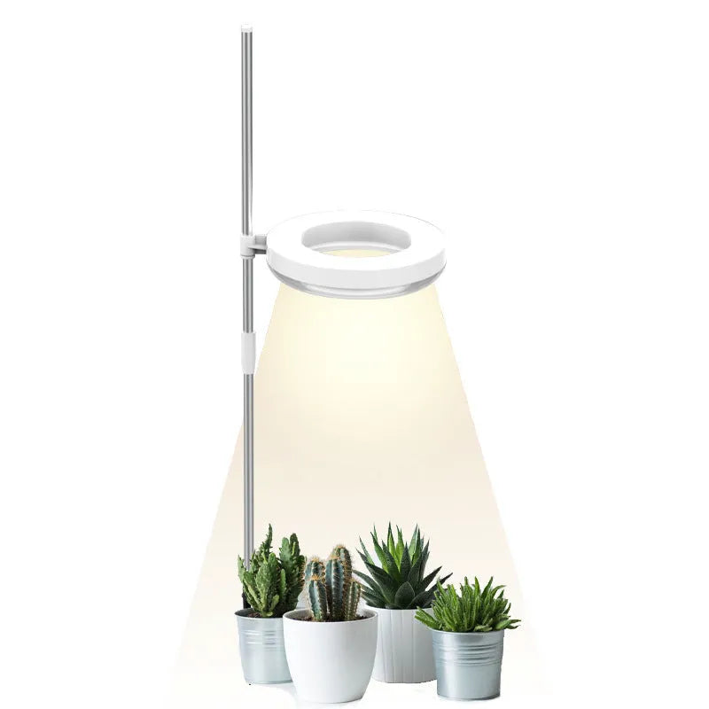 Compact full spectrum LED plant growth lamp with double head design and PC shell for indoor desk gardening