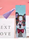 Leather bookmark with hand-embroidered special-shaped diamond mandala flower design