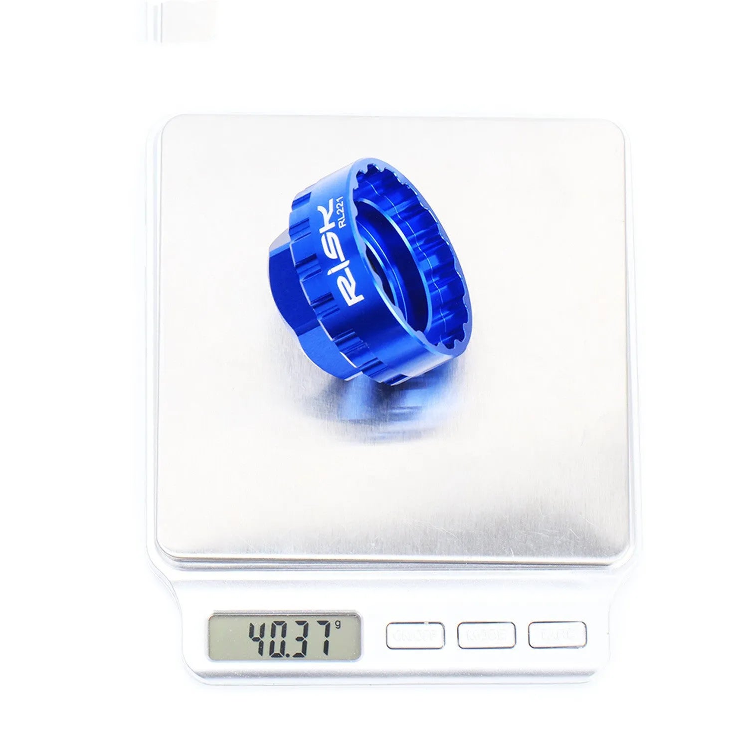 Blue aluminium alloy wrench designed for 12-speed direct mount disc removal on bicycles
