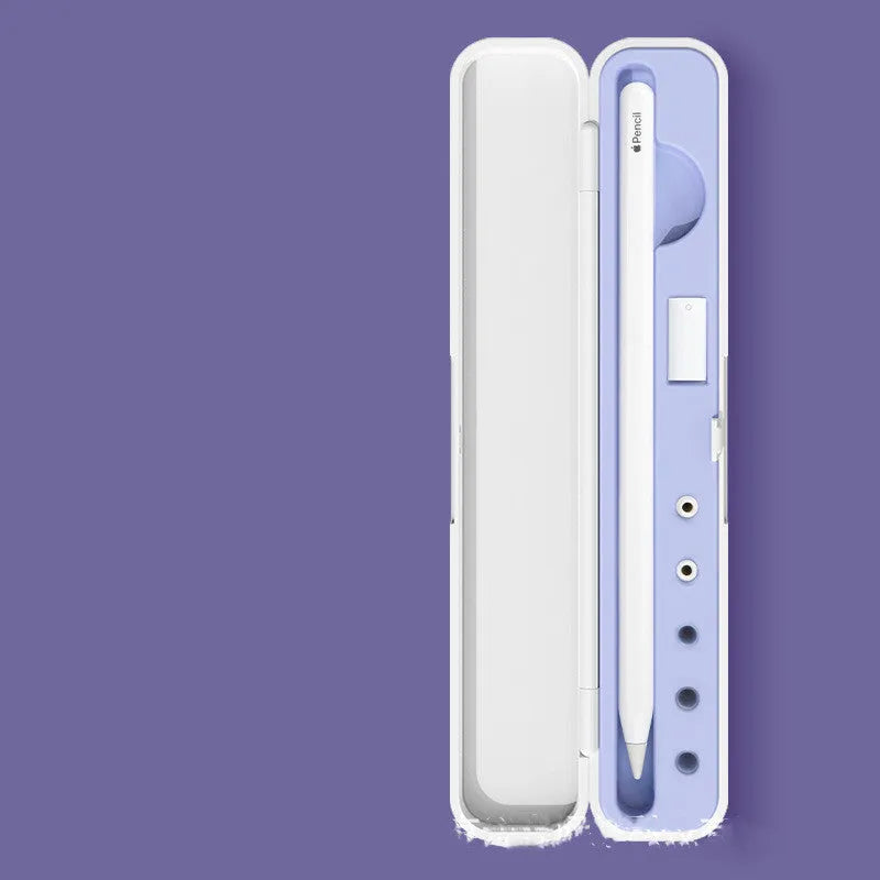 Hard cover storage case for tablet pen 1st and 2nd generation with adapter accessories in purple
