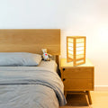 Solid wood Korean tatami style bedside lamp with bamboo wood holder