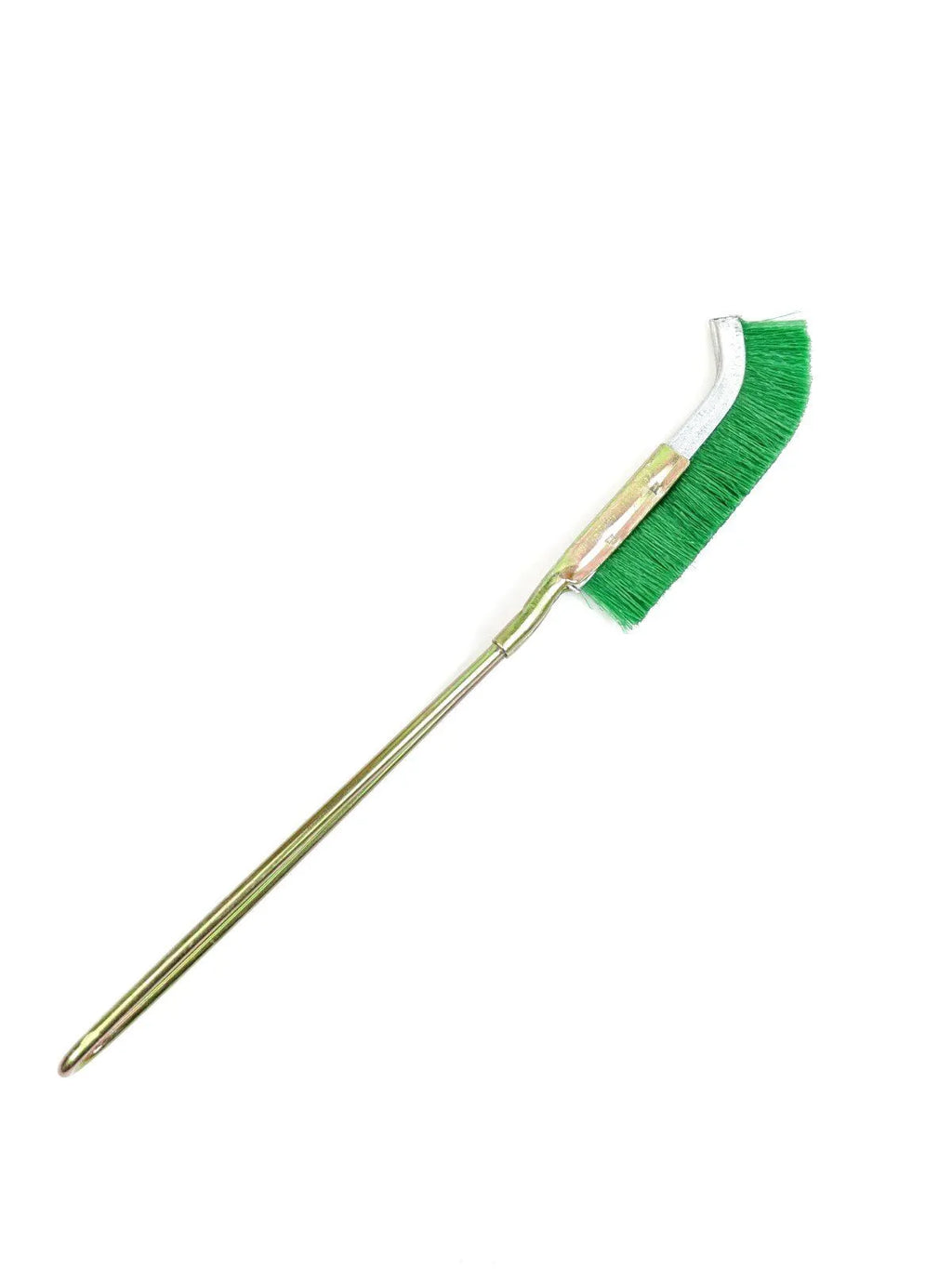 Green elbow nylon wire brush with metal handle for cleaning rust on range hoods