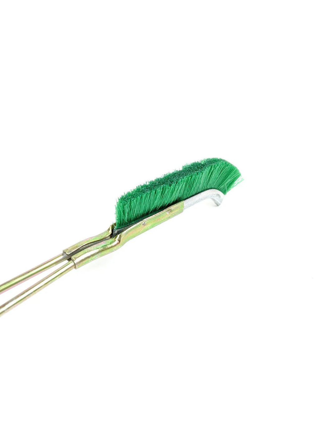 Green elbow nylon wire brush with metal handle for cleaning rust on range hoods