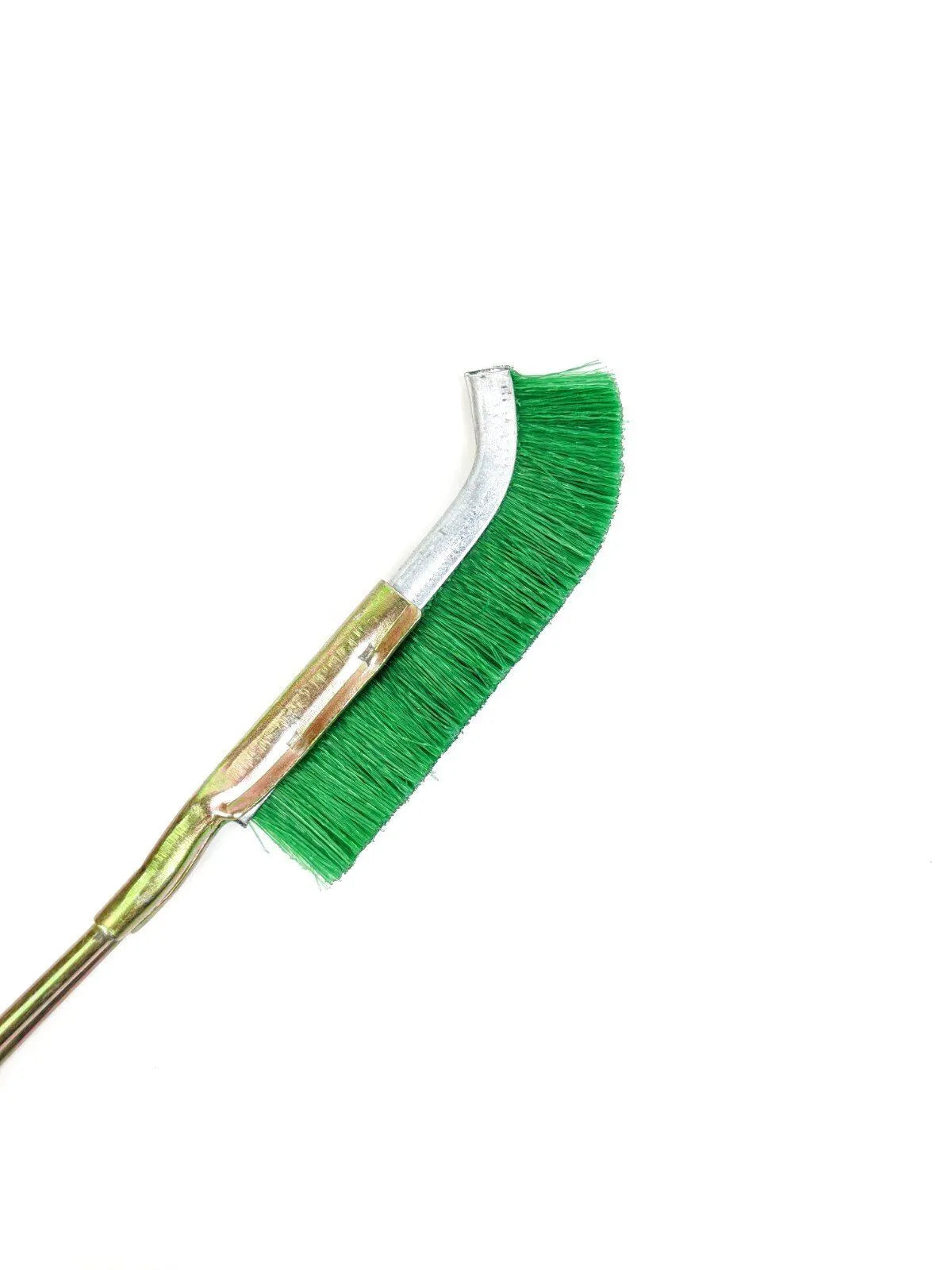 Green elbow nylon wire brush with metal handle for cleaning rust on range hoods