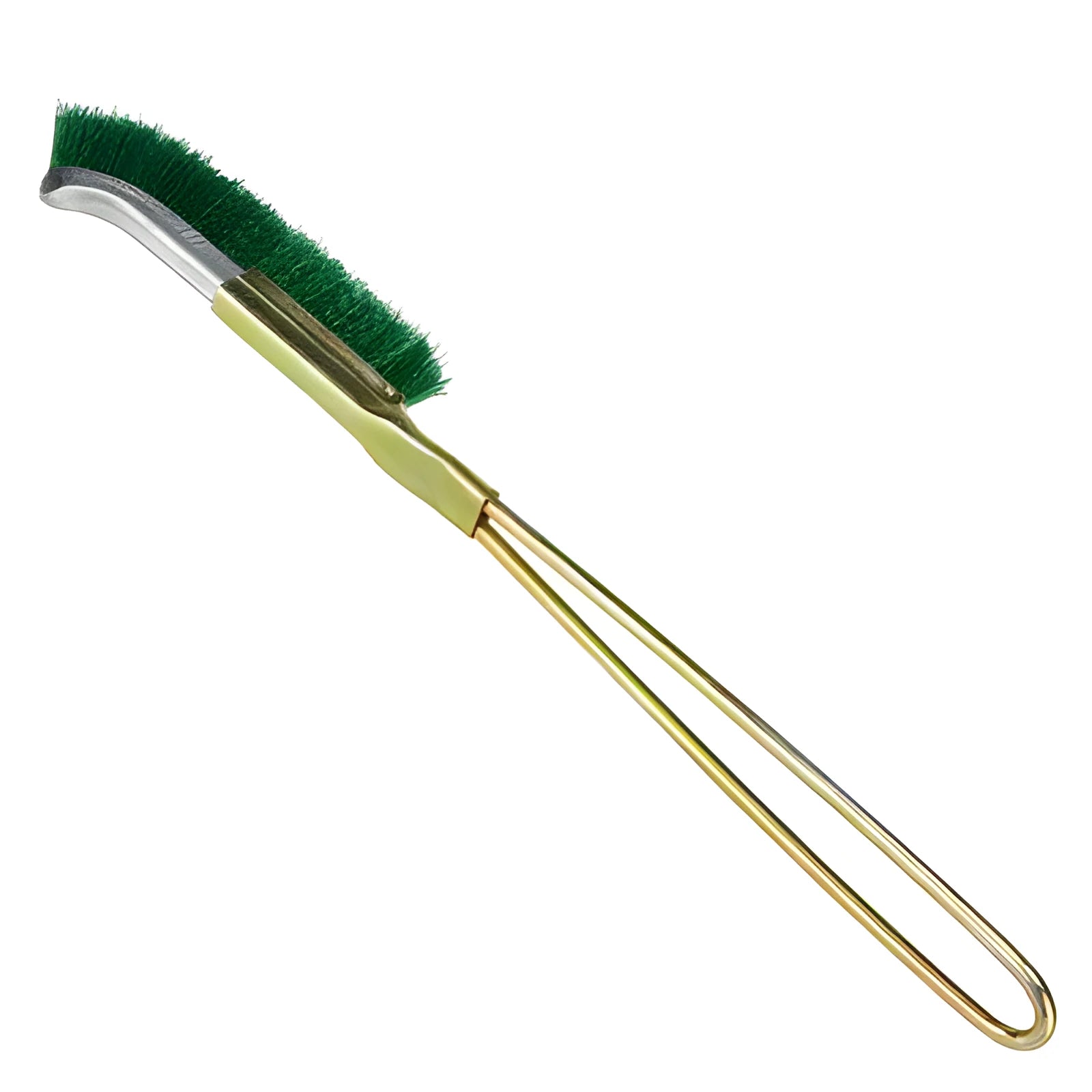 Green elbow nylon wire brush with metal handle for cleaning rust on range hoods