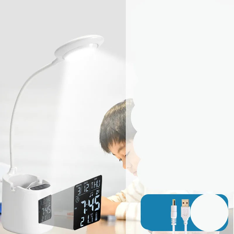 White desk lamp with touch switch and USB power for study environments with eye protection features