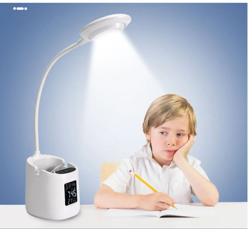 White desk lamp with touch switch and USB power for study environments with eye protection features