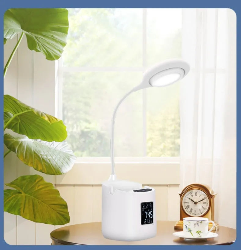 White desk lamp with touch switch and USB power for study environments with eye protection features