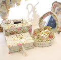 Ceramic tissue box and jewelry storage in apricot green and pink for earrings and rings