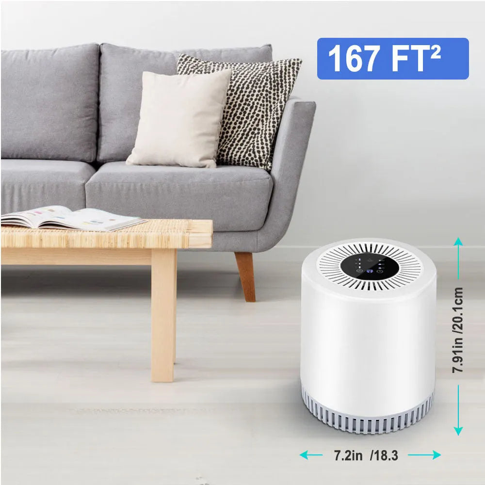 White indoor household air purifier filter element with control panel