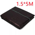 Black polyethylene weed-proof cloth laid out on soil for greenhouse or farmland ground cover.