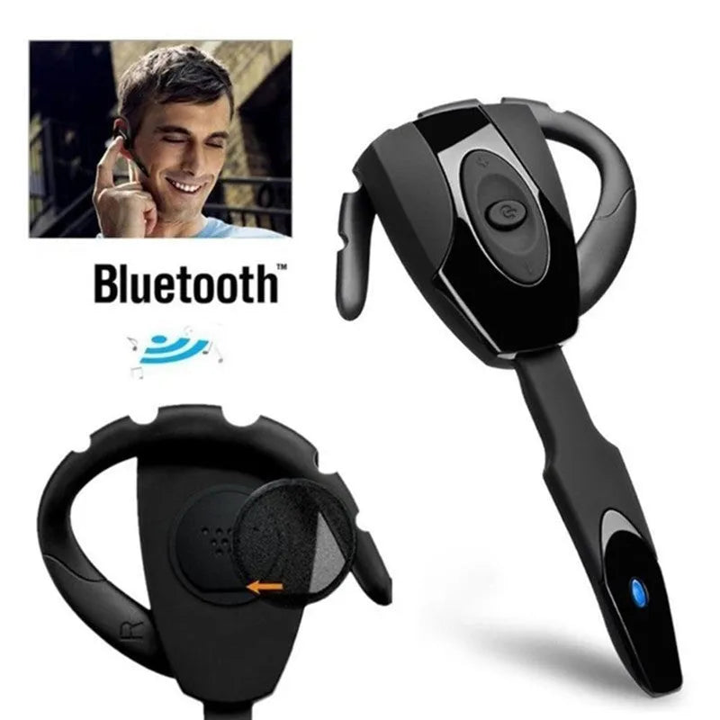 Single-ear hanging Bluetooth business headset shown in available colours.
