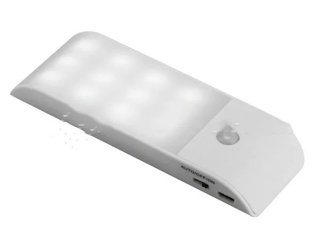 Rechargeable human body sensor LED night light with PVC shade showing white and yellow light options