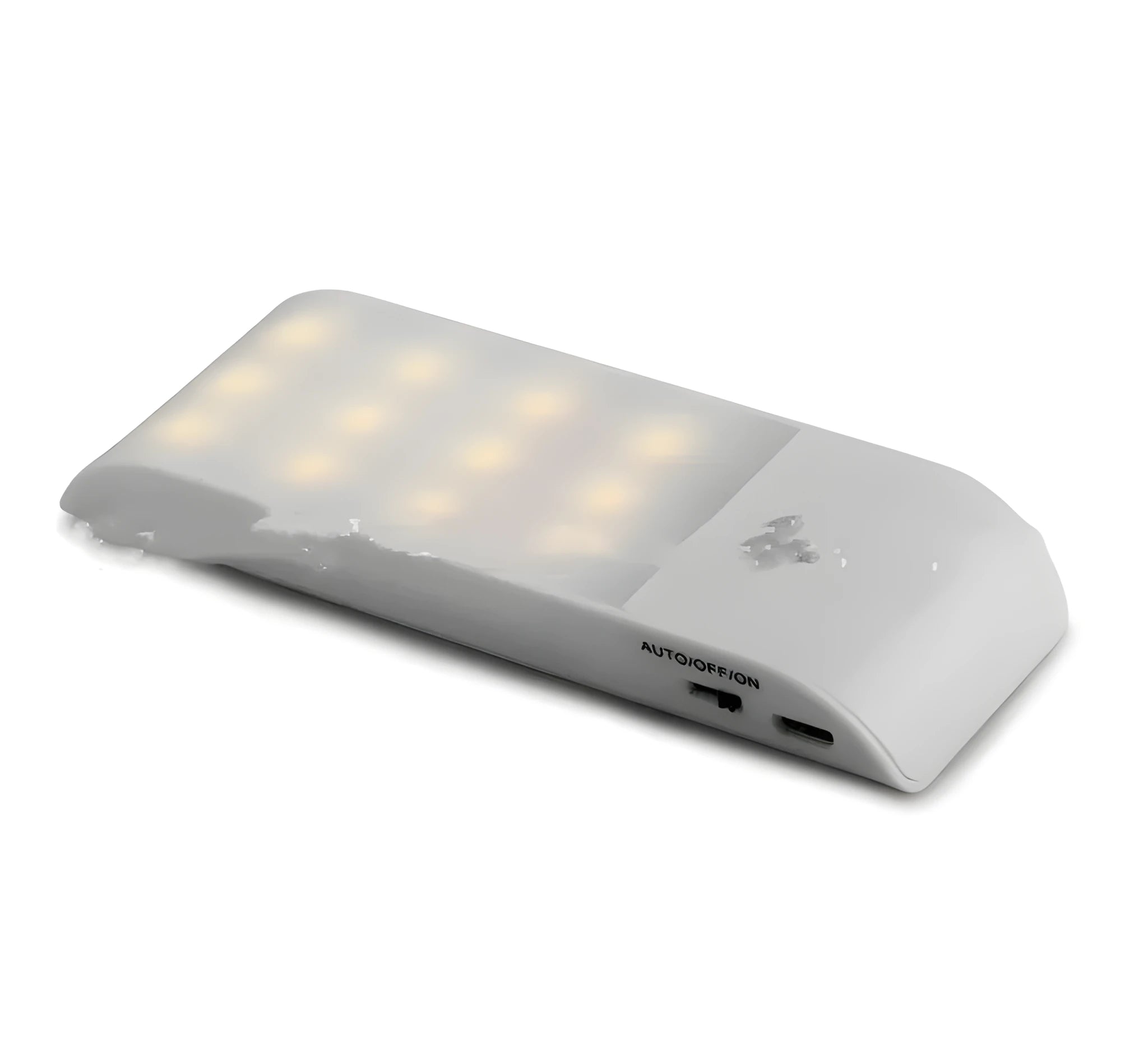Rechargeable human body sensor LED night light with PVC shade showing white and yellow light options