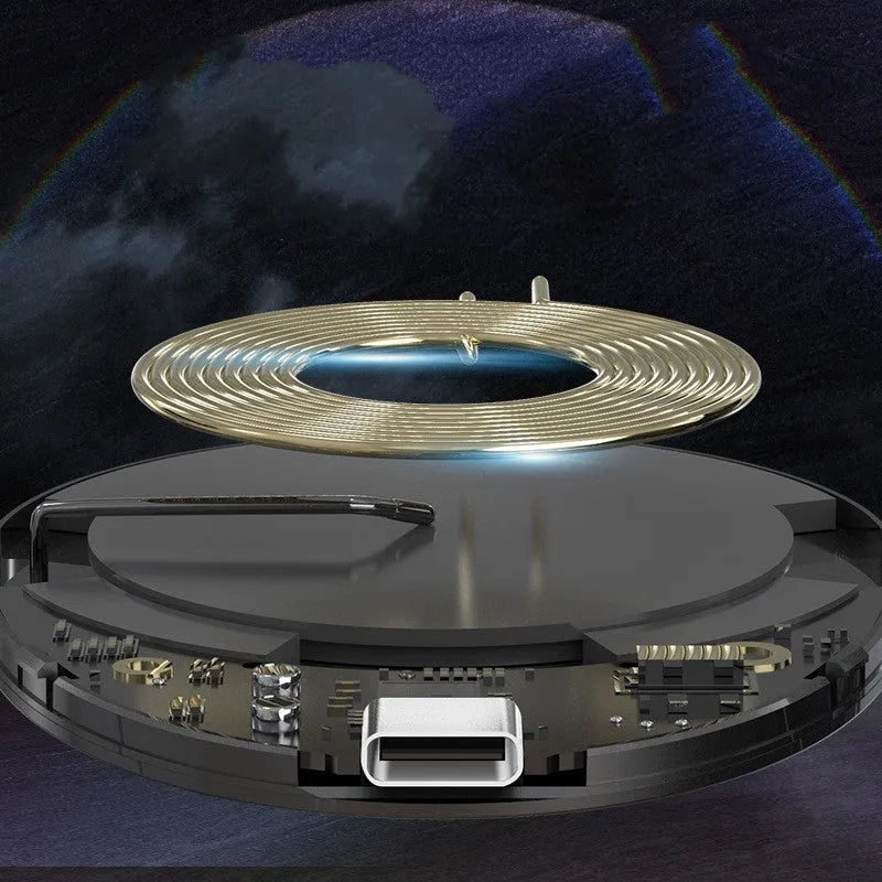 Black magnetic wireless charger C01 model with TYPE-C connector
