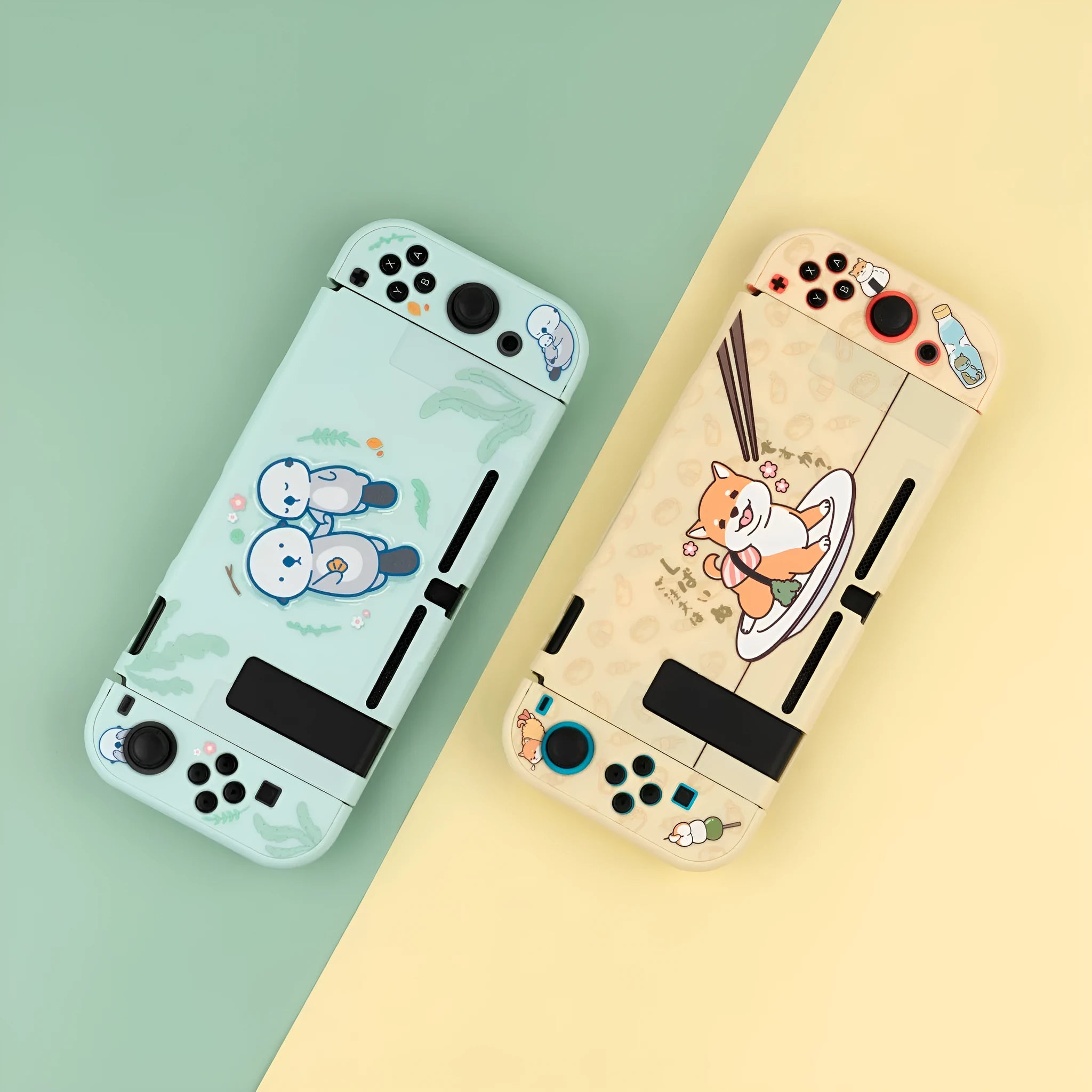 Sea Otter silicone hard cover case for Nintendo Switch Lite with back grip.