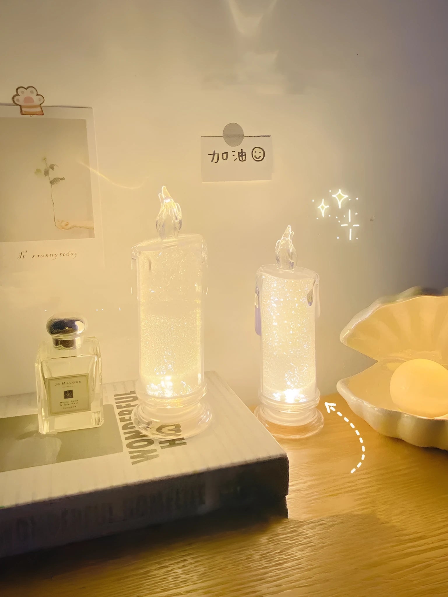 LED bedside lamp with optional message board functionality in one of seven design variations