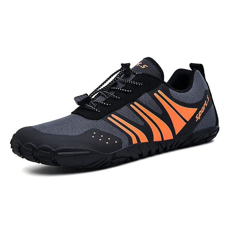 Outdoor quick-drying wading shoes in red, with mesh upper and rubber sole.