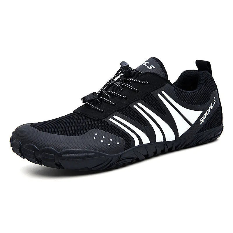 Outdoor quick-drying wading shoes in red, with mesh upper and rubber sole.