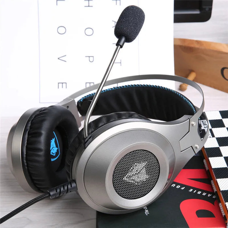 Black computer headset with USB connector and built-in microphone for PC and notebook use