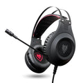 Black computer headset with USB connector and built-in microphone for PC and notebook use