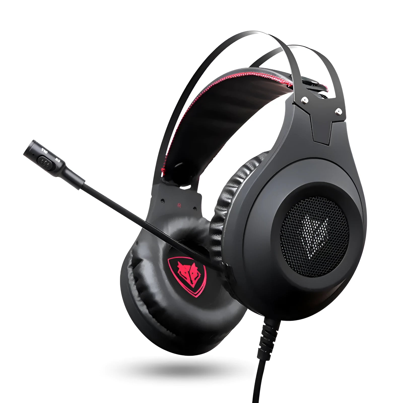 Black computer headset with USB connector and built-in microphone for PC and notebook use
