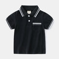 Boys white cotton polo t-shirt with round neck collar and short sleeves