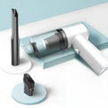 Black wireless car vacuum cleaner with handheld design for vehicle interior cleaning