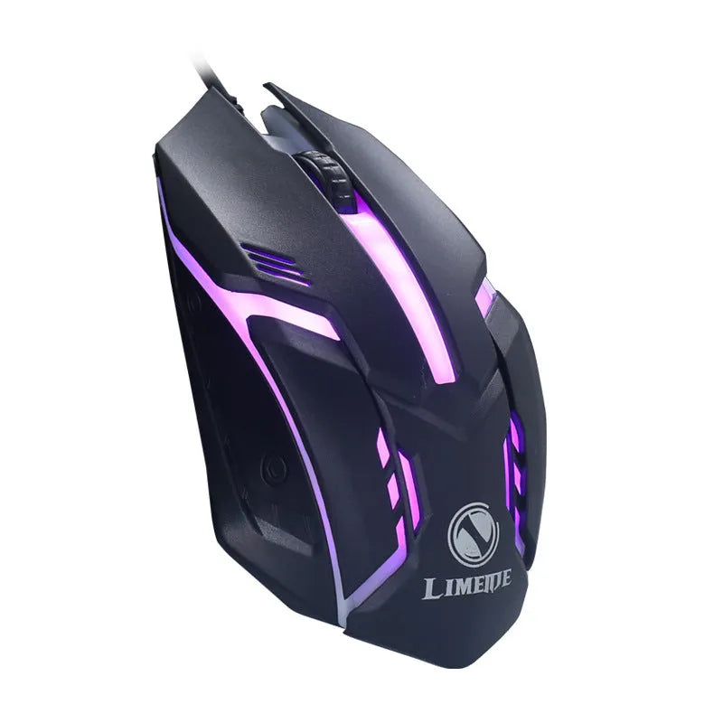 Wired USB computer mouse with luminous glow lighting in black or white design